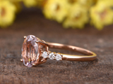 1.4ct Oval Cut Peach Morganite Engagement Ring Diamond Accents 14k RoseGold Over
