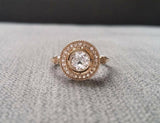 2.5Ct Round Cut Diamond Halo Filigree Engagement Ring 14K Yellow Gold Finish