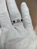2.5ct Wedding Band Oval Cut Pink Ruby Stylish Three Stone 14k White Gold Finish