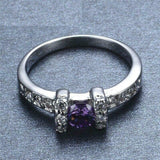2.2ct Round Cut Purple Amethyst Engagement Ring 14k White Gold Finish Stackable
