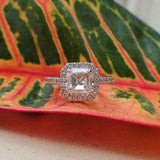3ct Asscher Cut Diamond Halo Engagement Ring 14K White Gold Finish with Accent