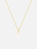 0.9ct Pearl Solitaire Women Pendant with Chain 14k Yellow Gold Finish