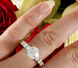 3ct Round Cut Diamond Accent Solitaire Engagement Ring 14k White Gold Finish New