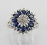 5ct Diamond Sapphire Elegant Gatsby Cocktail Engagement Ring 14k White Gold Over