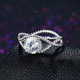 0.6ct Round Cut Diamond Engagement Ring 14k White Gold Finish Split Rope Design