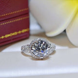 3ct Round Cut VVS1D Diamond Halo Unique Engagement Ring 14k White Gold Finish