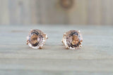 0.5ct Round Cut Peach Morganite Solitaire Stud Earrings 14k Rose Gold Finish