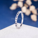 0.3ct Round Cut Simulated Blue Sapphire Half Eternity Band 14k White Gold Plated