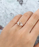 2ct Emerald Cut Simulated Morganite Petite Engagement Ring 14k Rose Gold Plated