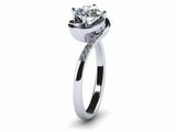 1ct Round Cut Diamond Swirl Twist Solitaire Engagement Ring 14k WhiteGold Finish