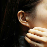 0.05ct Round Cut VVS1D Diamond Leaves Minimal Stud Earrings 14k Rose Gold Finish