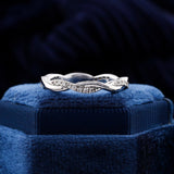 0.5ct Round Cut Moissanite Infinity Twist Pave Set Wed Band 14k WhiteGold Plated