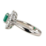 3ct Asscher Cut Green Emerald Engagement Ring Diamond Halo 14k White Gold Finish
