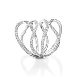 Unique Statement Engagement Ring 1.3ct Round Cut Diamond 14k White Gold Finish