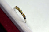 0.45ct Wedding Band Round Cut Yellow Sapphire Anniversary 14k White Gold Finish