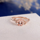 1.2ct Oval Cut Simulated Peach Morganite Leaf Accents Ring 14k Rose Gold Plated