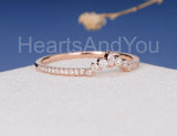 0.5ct Marquise Cut Simulated Diamond Curved Wedding Band 14k Rose Gold Plated
