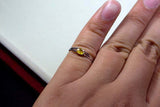 0.4ct Engagement Ring Oval Cut Yellow Sapphire Split Shank 14k White Gold Finish