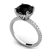 Real 10k White Gold 1.4ct Black Diamond Round Cut Anniversary Engagement Ring