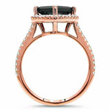 2.5ct Princess Cut Black Diamond Accents Halo Engagement Ring 14K Rose Gold Over