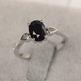 1ct Oval Cut Black Diamond Solitaire Infinity Shank Ring 14k White Gold Finish