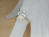 2.2ct Oval Cut Simulated Diamond Pave Accents Halo Ring 14k Yellow Gold Plated
