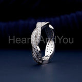 0.5ct Round Cut Moissanite Infinity Twisted Pave Set Band 14k White Gold Plated