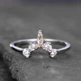 0.7ct Marquise Cut Peach Morganite Crown Minimalist Ring 14k White Gold Finish