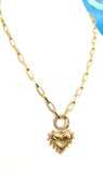 1ct Round Cut Moissanite Filled Paperclip Chain Pendant 14k Yellow Gold Plated