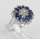 5ct Diamond Sapphire Elegant Gatsby Cocktail Engagement Ring 14k White Gold Over