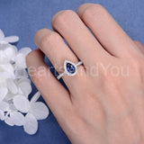 2.2ct Pear Cut Simulated Sapphire Pave Halo Engage Ring 14k White Gold Plated