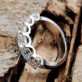 2.5ct Asscher Simulated Diamond Half Eternity Wedding Band 14k White Gold Plated