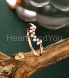 0.15ct Round Cut Moissanite Cluster Minimalist Wedding Band 14k Rose Gold Plated