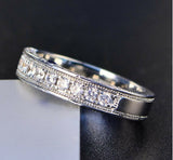 2ct Round Cut Diamond Wedding Ring Band 14k White Gold Finish Milgrain Eternity