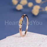 0.1ct Baguette Cut Simulated Citrine Half Eternity Wed Band 14k Rose Gold Plated