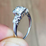 Accents Solitaire Engagement Ring 2ct Round Cut Diamond 14k White Gold Finish