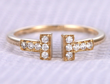 0.7ct Round Cut Diamond Engagement Ring Open Bar Design 14k Yellow Gold Finish
