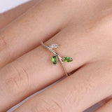 0.5ct Marquise Cut Green Emerald Wedding Band Leaves Design 14k Rose Gold Finish
