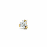 0.5ct Round Diamond Floral Cluster Nose Pin Ring Piercing 14k Yellow Gold Finish