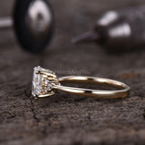 2.2ct Oval Simulated Diamond Round Accent Engagement Ring 14K Yellow Gold Plated