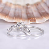 Infinity Bridal Set Engagement Ring 2ct Round Cut Diamond 14k White Gold Finish