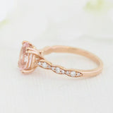 1.9ct Oval Cut Peach Morganite Solitaire Engagement Ring 14k Rose Gold Finish