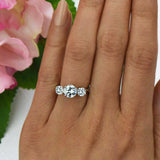2ct Round Cut Diamond Cluster Solitaire Engagement Ring 14k White Gold Finish