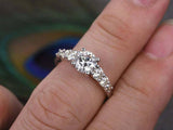 1.6ct Round Cut Diamond with Accent Solitaire Engagement Ring 14k WhiteGold Over