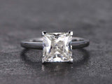 1.2ct Princess Cut Diamond Engagement Ring Solitaire Women 14k White Gold Finish