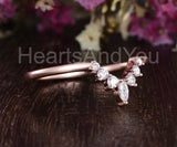 0.5ct Marquise Simulated Diamond Chevron Crown Wedding Band 14k Rose Gold Plated