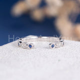 0.5ct Round Cut Simulated Sapphire Open Cuff Wedding Band 14k White Gold Plated