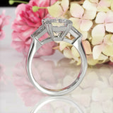 4Ct Emerald Cut Diamond Baguette Accents Engagement Ring 14K White Gold Finish