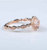 2ct Engagement Ring Cushion Cut Peach Morganite Milgrain Halo 14k Rose Gold Over