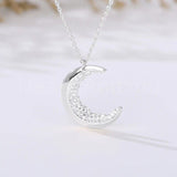 1ct Round Cut Moissanite Half Moon Cluster Pendant Chain 14k Yellow Gold Plated